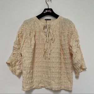 Zara Blouse Cream XS-S Oversized NWT Cream
